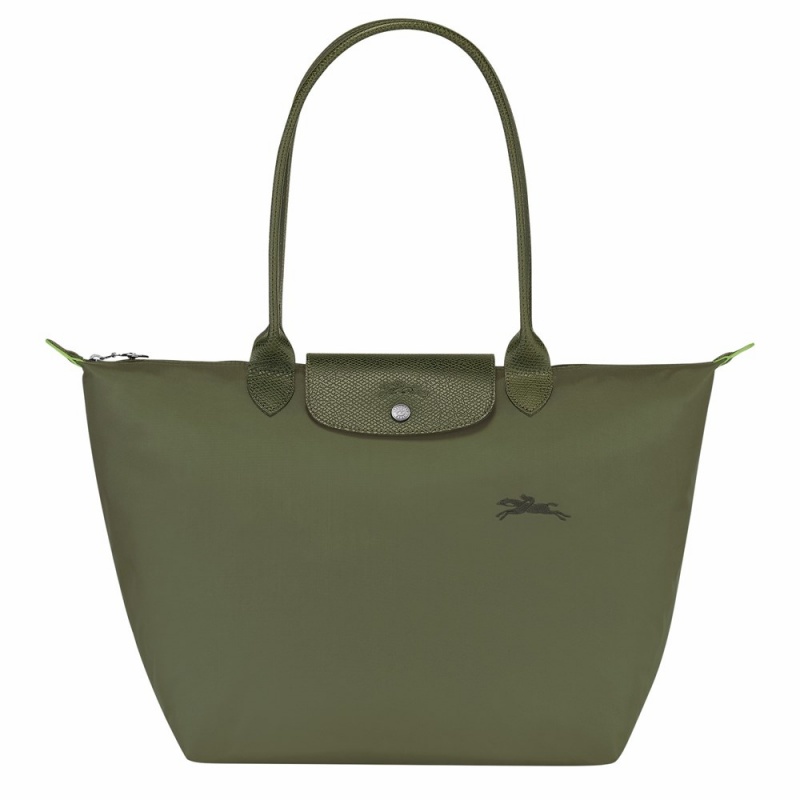 Army Green Longchamp Le Pliage L Women's Shoulder Bags